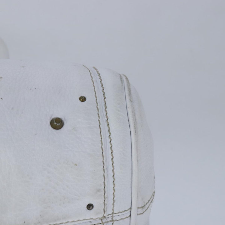 Chloe Paddington Hand Bag Leather White Gold Silver am7298