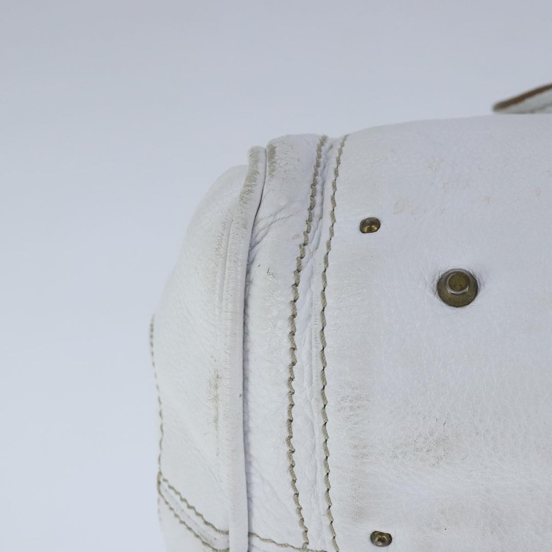 Chloe Paddington Hand Bag Leather White Gold Silver am7298