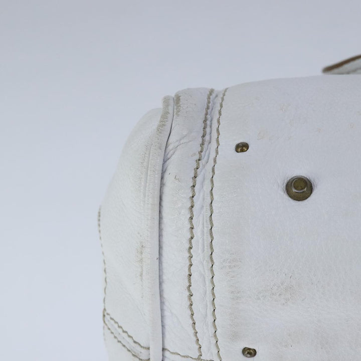 Chloe Paddington Hand Bag Leather White Gold Silver am7298