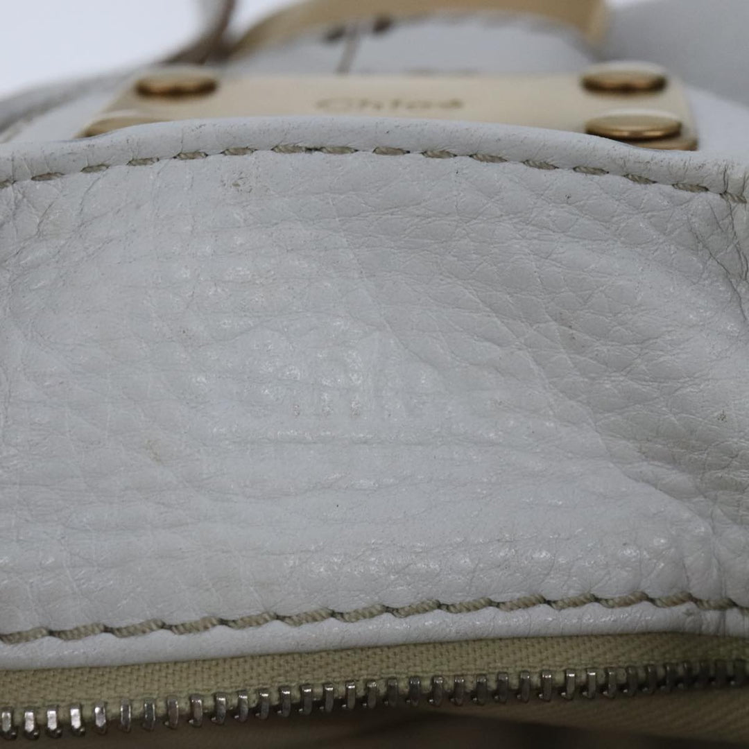 Chloe Paddington Hand Bag Leather White Gold Silver am7298