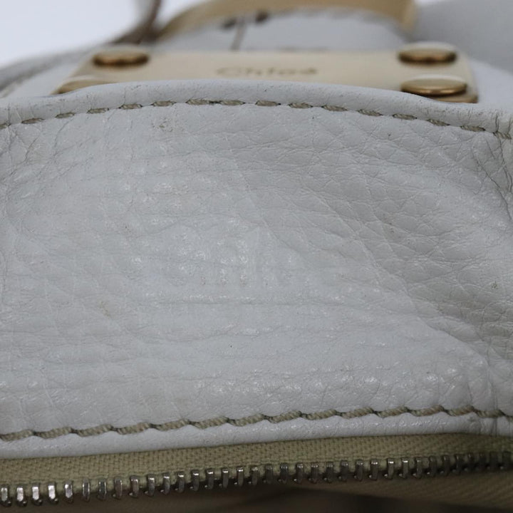Chloe Paddington Hand Bag Leather White Gold Silver am7298