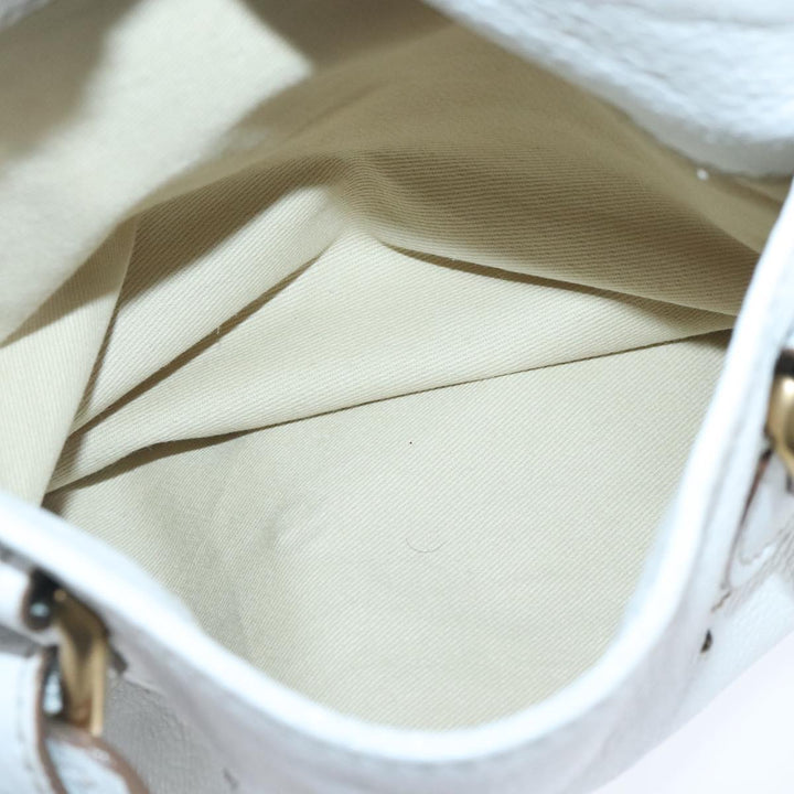 Chloe Paddington Hand Bag Leather White Gold Silver am7298