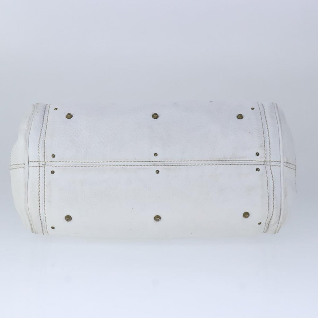 Chloe Paddington Hand Bag Leather White Gold Silver am7298
