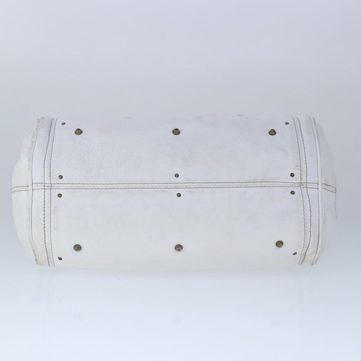 Chloe Paddington Hand Bag Leather White Gold Silver am7298