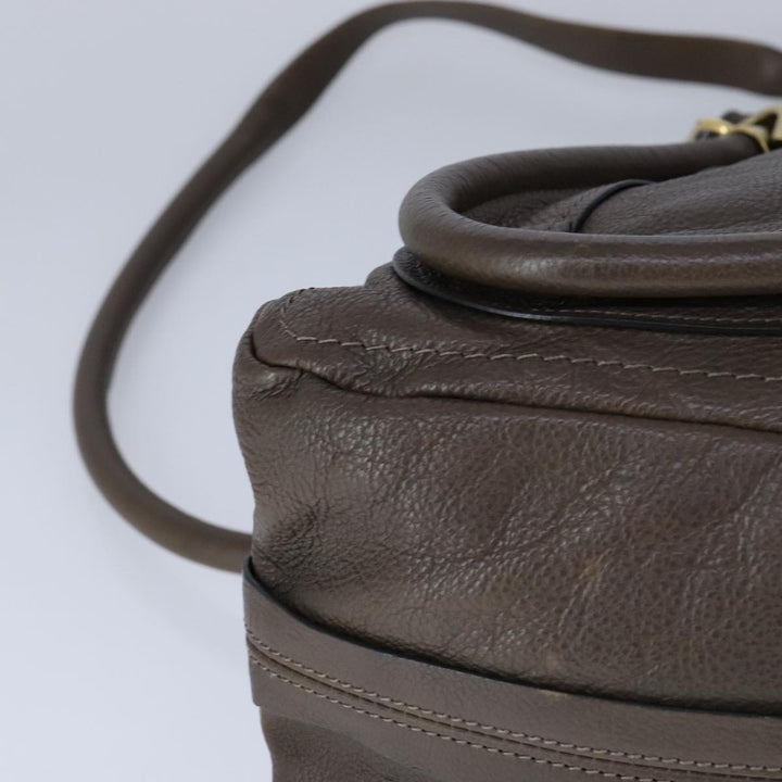 Chloe Paraty Hand Bag Leather 2way Brown Gold am7340