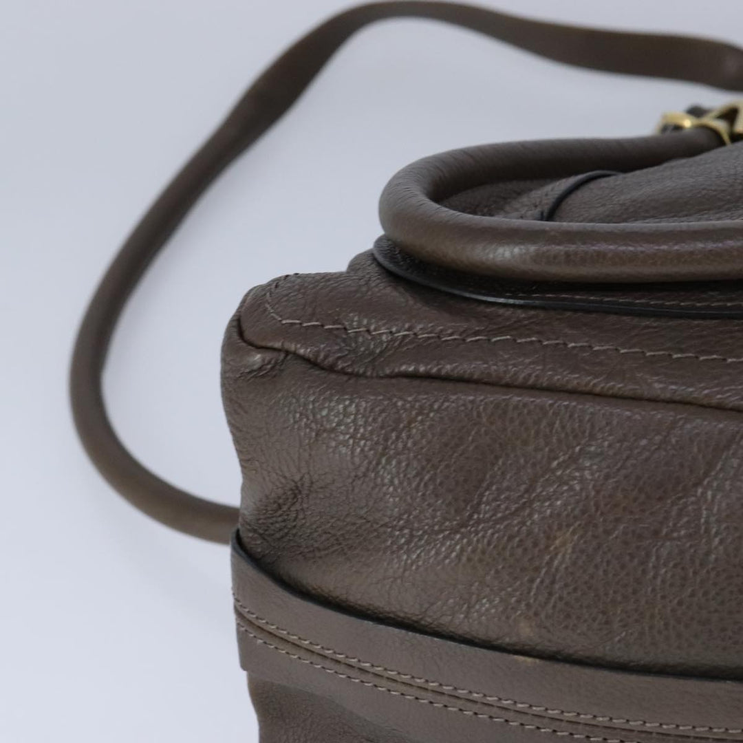 Chloe Paraty Hand Bag Leather 2way Brown Gold am7340