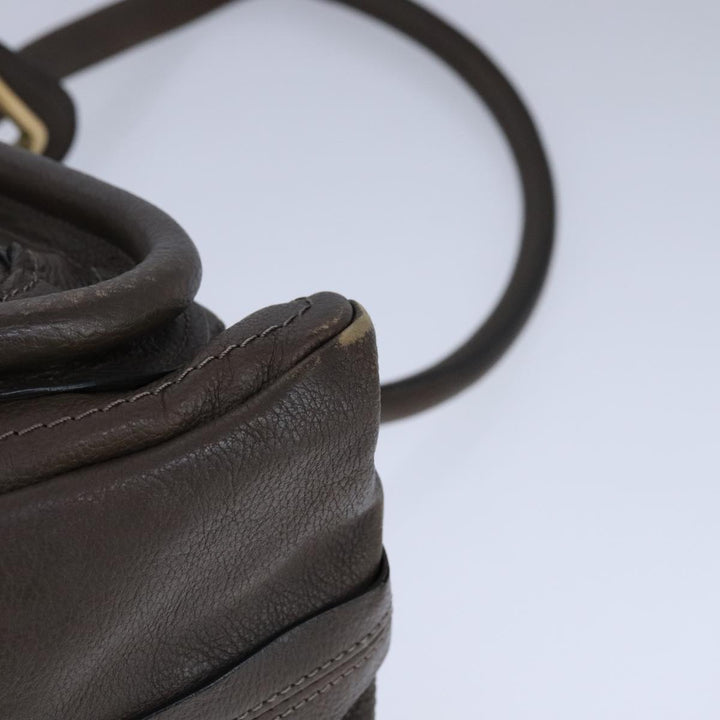 Chloe Paraty Hand Bag Leather 2way Brown Gold am7340