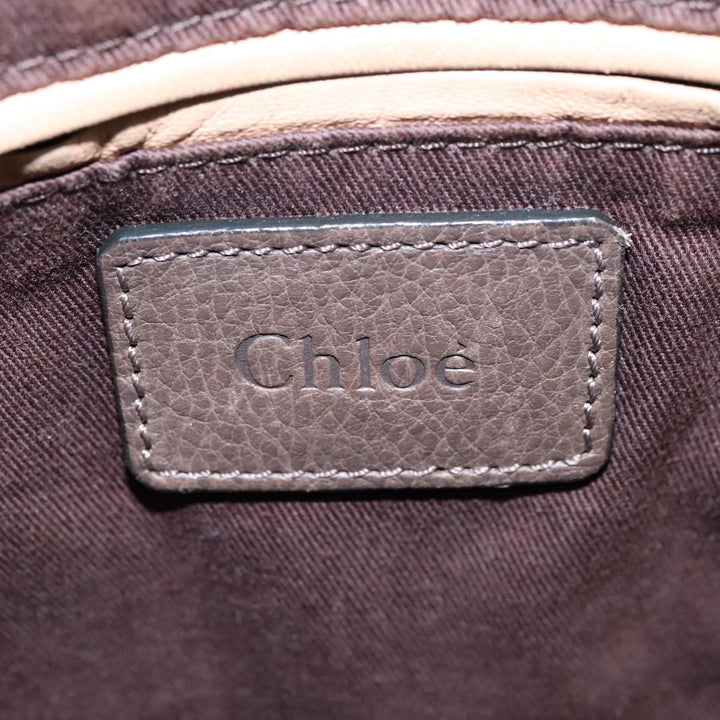 Chloe Paraty Hand Bag Leather 2way Brown Gold am7340