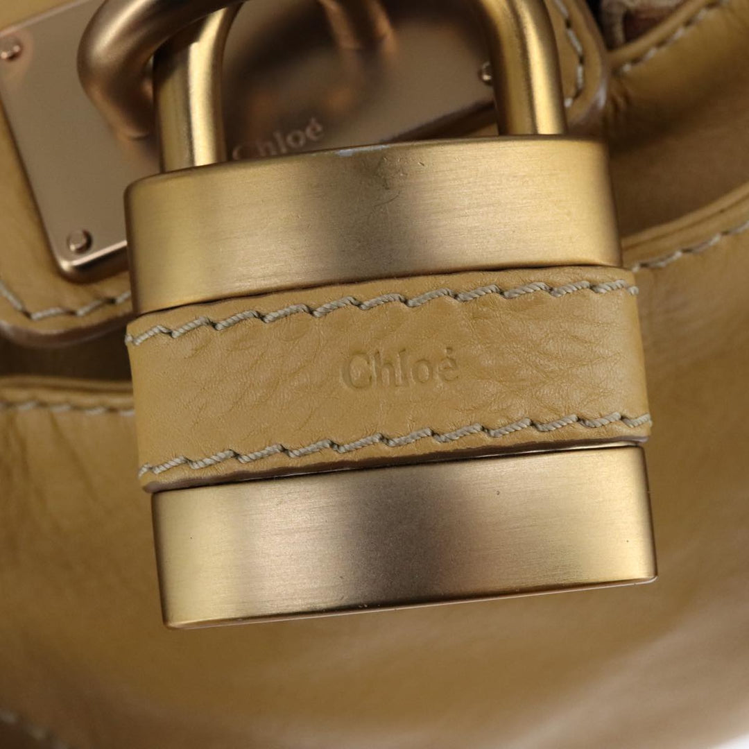 Chloe Paddington Hand Bag Leather Beige Silver am7341