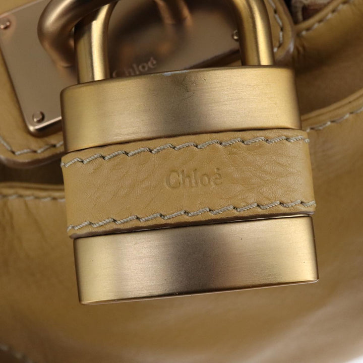 Chloe Paddington Hand Bag Leather Beige Silver am7341