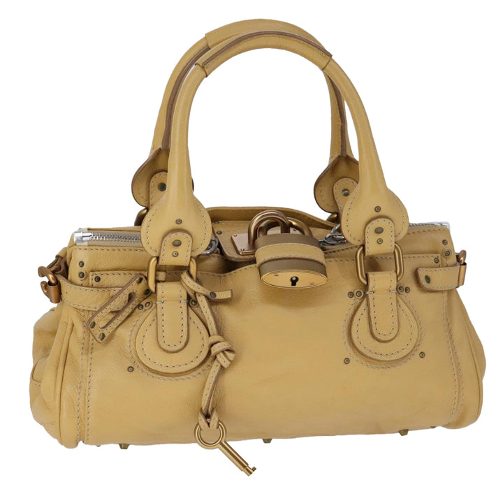 Chloe Paddington Hand Bag Leather Beige Silver am7341
