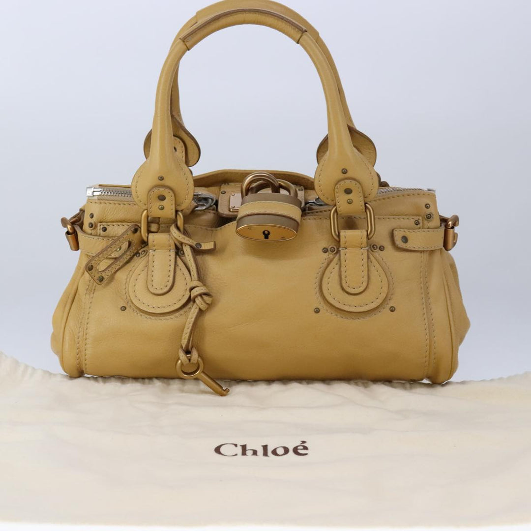 Chloe Paddington Hand Bag Leather Beige Silver am7341