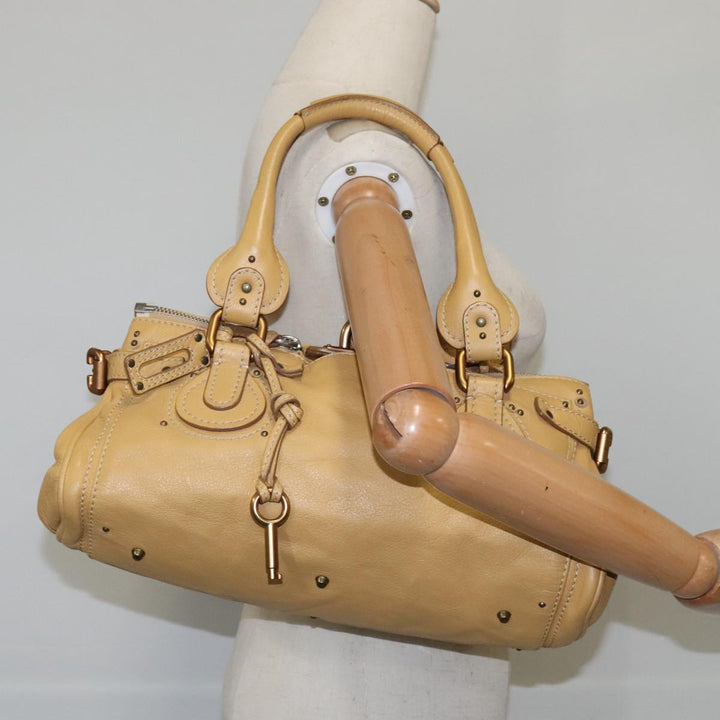 Chloe Paddington Hand Bag Leather Beige Silver am7341