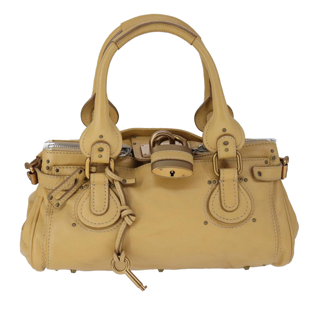 Chloe Paddington Hand Bag Leather Beige Silver am7341