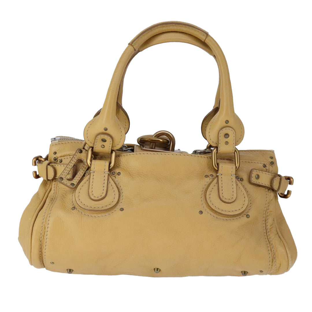 Chloe Paddington Hand Bag Leather Beige Silver am7341
