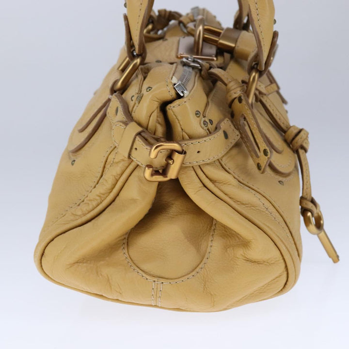 Chloe Paddington Hand Bag Leather Beige Silver am7341