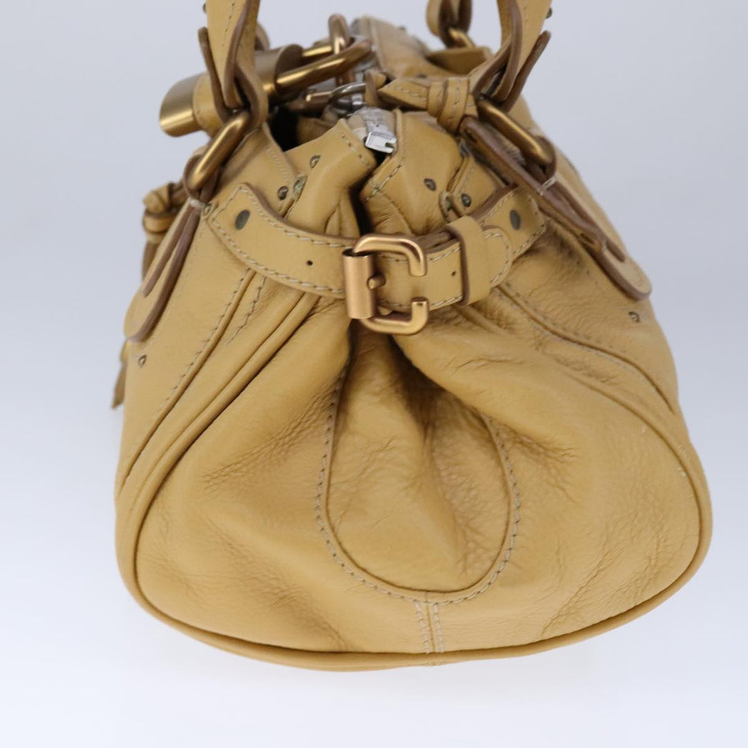 Chloe Paddington Hand Bag Leather Beige Silver am7341
