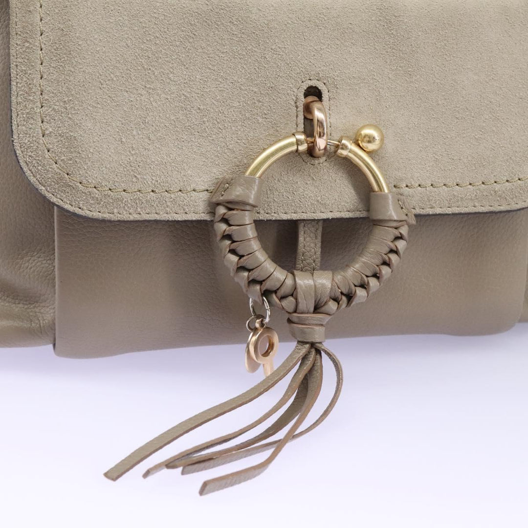 See by Chloe Shoulder Bag Leather Suede 2way Beige Gold am7344