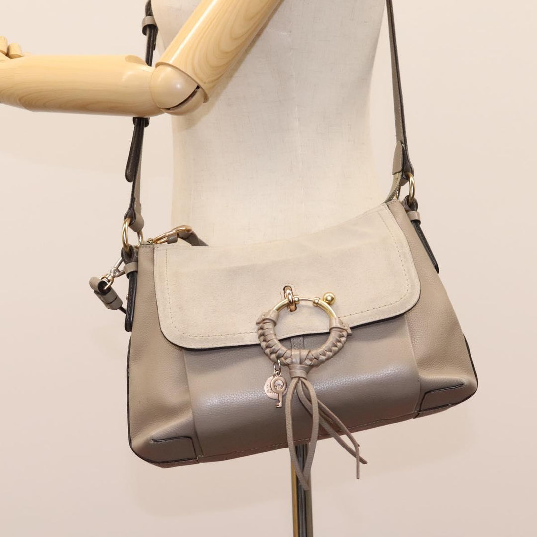 See by Chloe Shoulder Bag Leather Suede 2way Beige Gold am7344