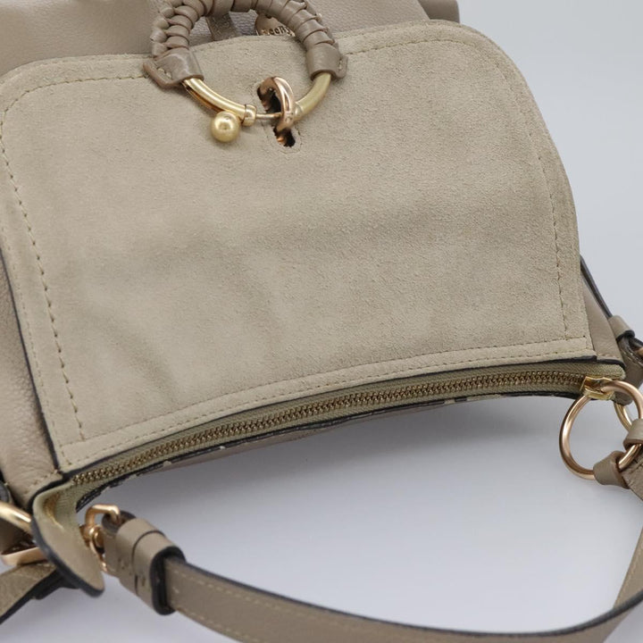 See by Chloe Shoulder Bag Leather Suede 2way Beige Gold am7344