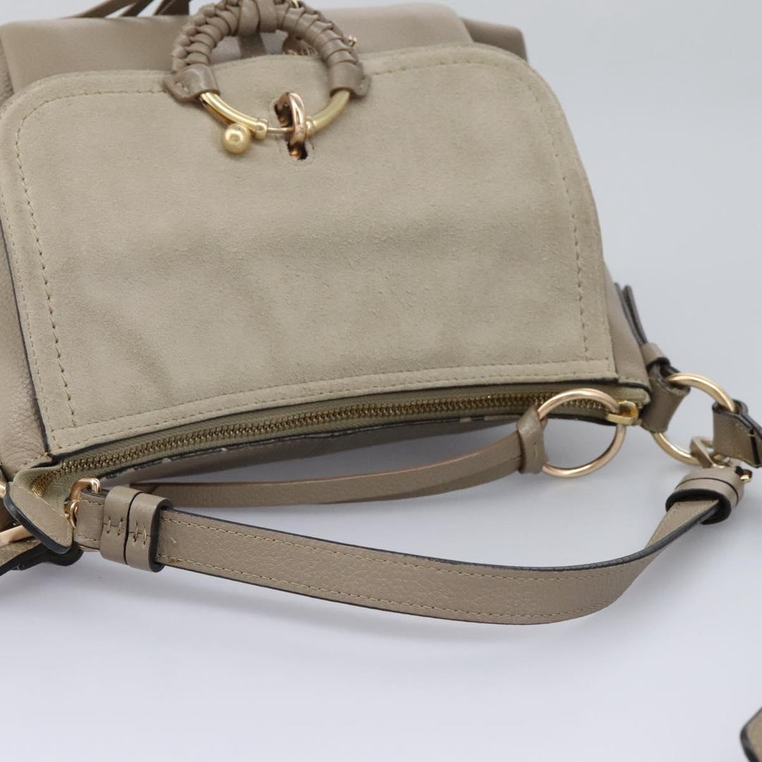 See by Chloe Shoulder Bag Leather Suede 2way Beige Gold am7344