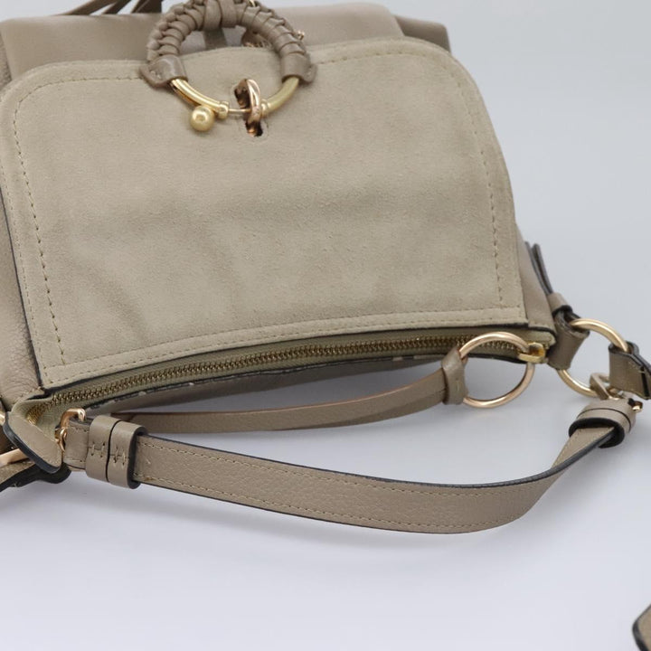 See by Chloe Shoulder Bag Leather Suede 2way Beige Gold am7344