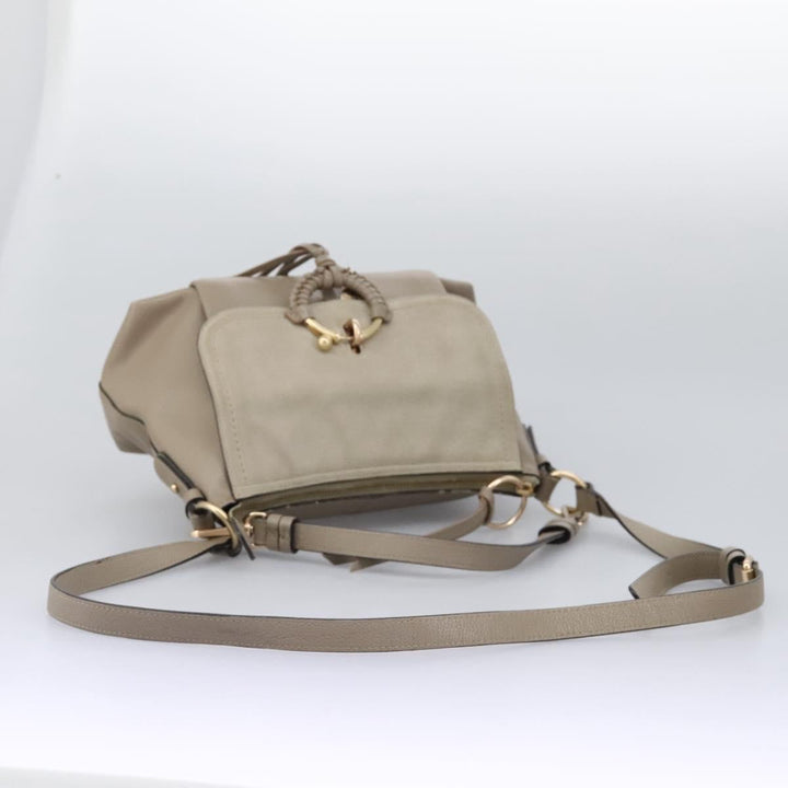 See by Chloe Shoulder Bag Leather Suede 2way Beige Gold am7344