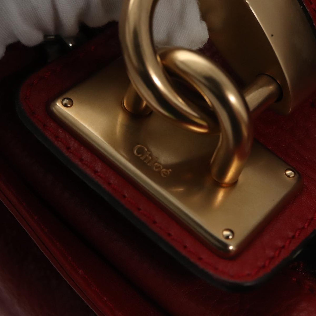 Chloe Paddington Hand Bag Leather Red Gold Silver am7383