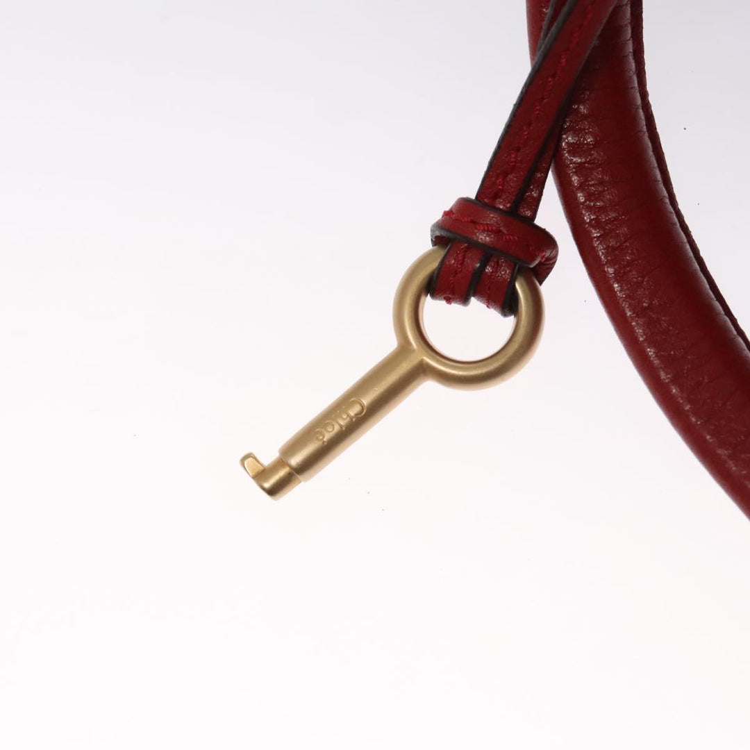 Chloe Paddington Hand Bag Leather Red Gold Silver am7383