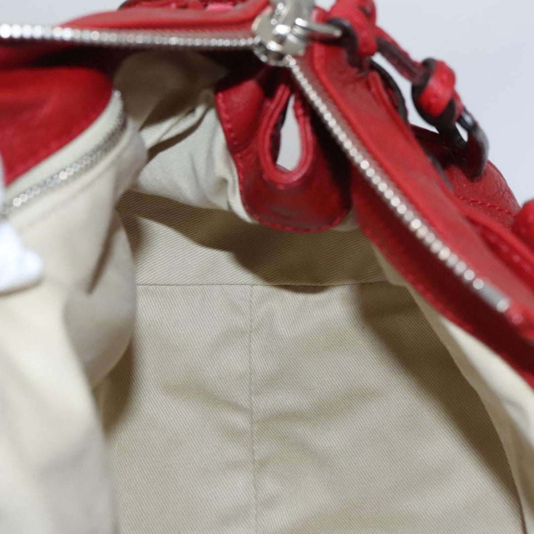 Chloe Paddington Hand Bag Leather Red Gold Silver am7383