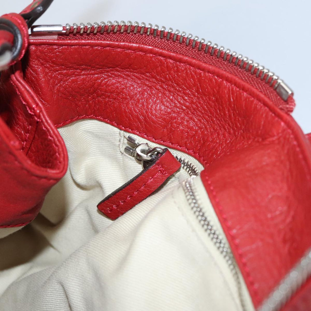 Chloe Paddington Hand Bag Leather Red Gold Silver am7383