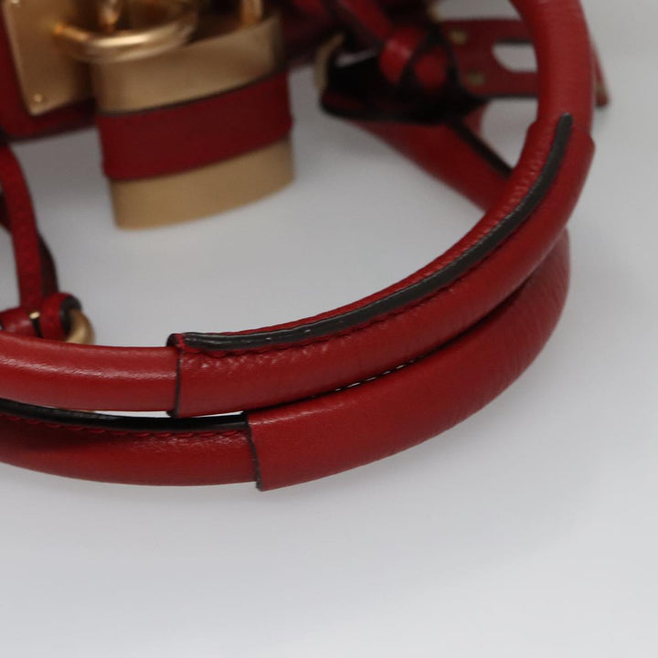 Chloe Paddington Hand Bag Leather Red Gold Silver am7383