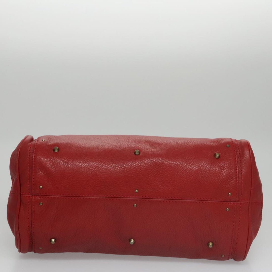 Chloe Paddington Hand Bag Leather Red Gold Silver am7383