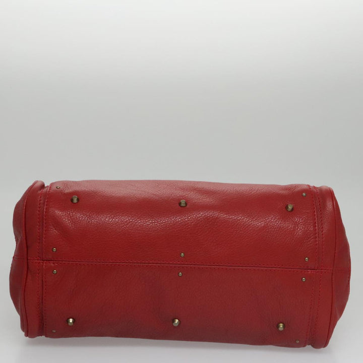 Chloe Paddington Hand Bag Leather Red Gold Silver am7383