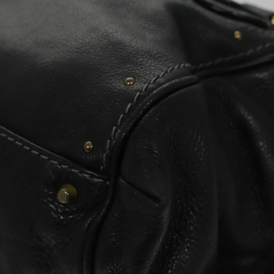 Chloe Paddington Hand Bag Leather Black Gold am7384