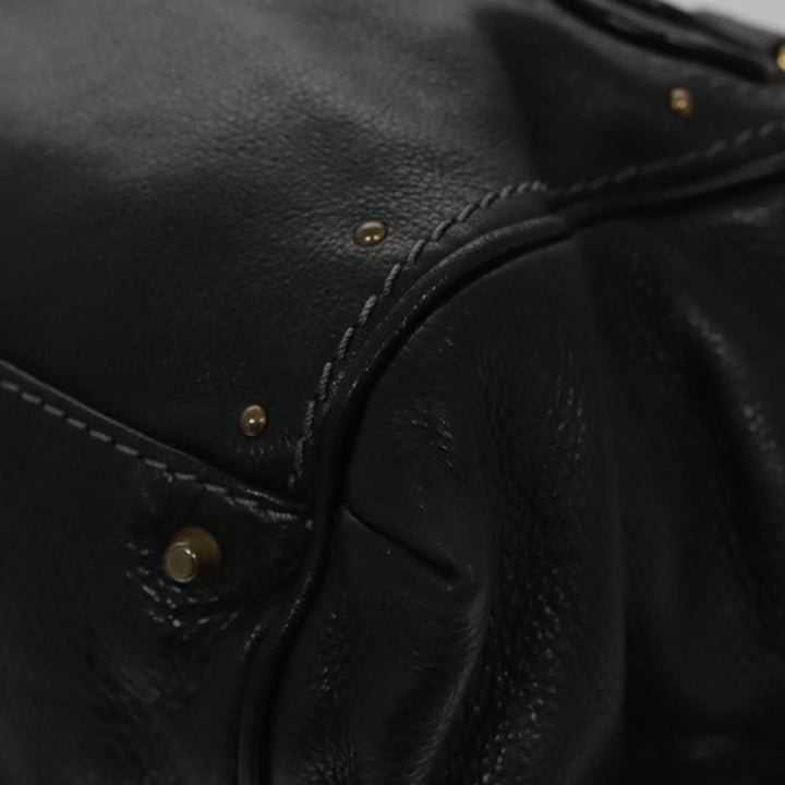 Chloe Paddington Hand Bag Leather Black Gold am7384
