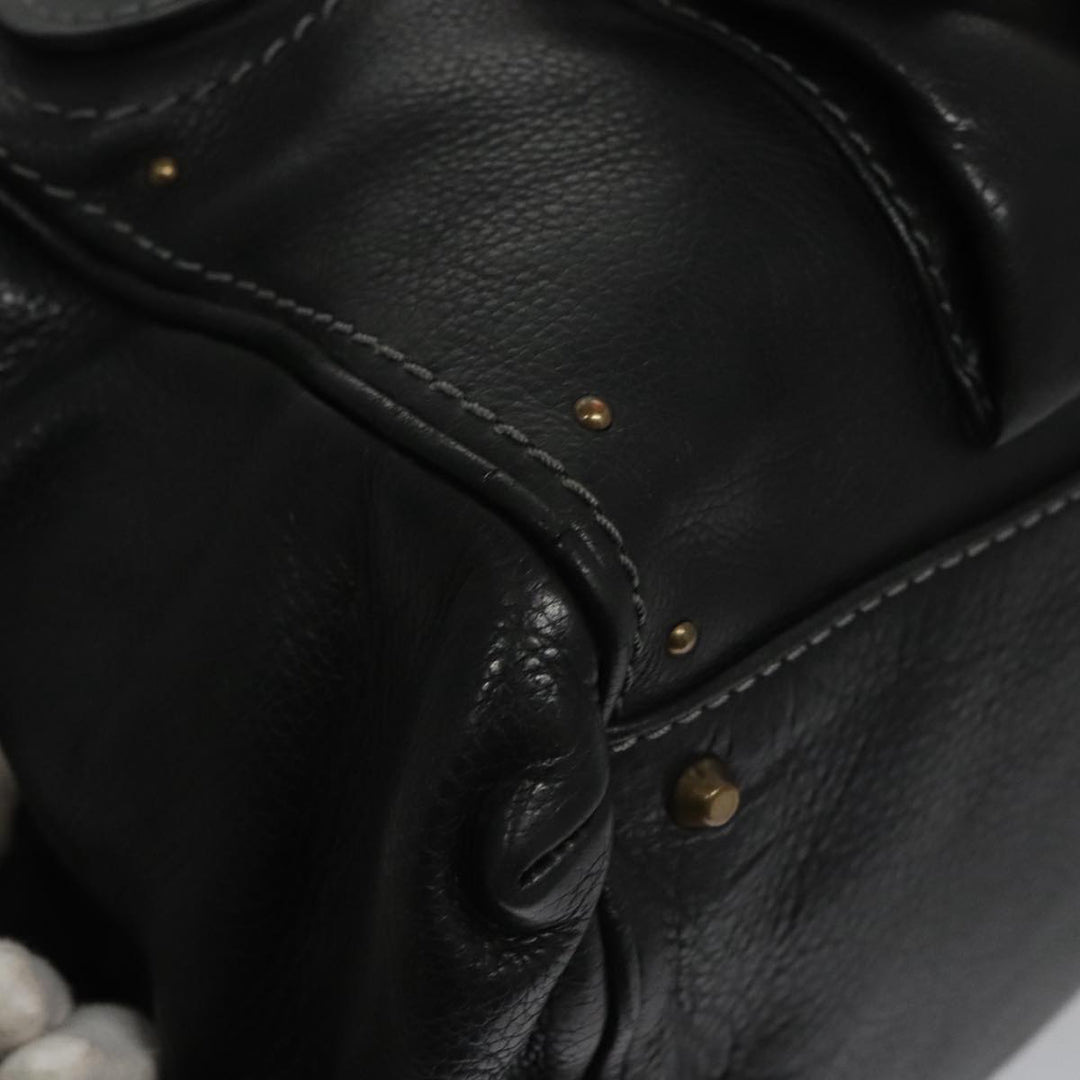 Chloe Paddington Hand Bag Leather Black Gold am7384