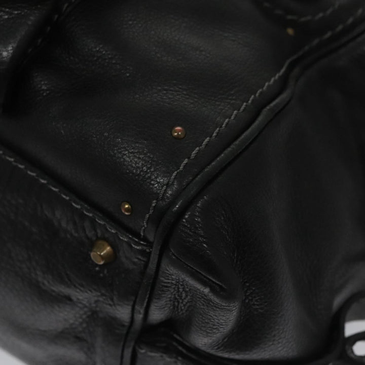 Chloe Paddington Hand Bag Leather Black Gold am7384