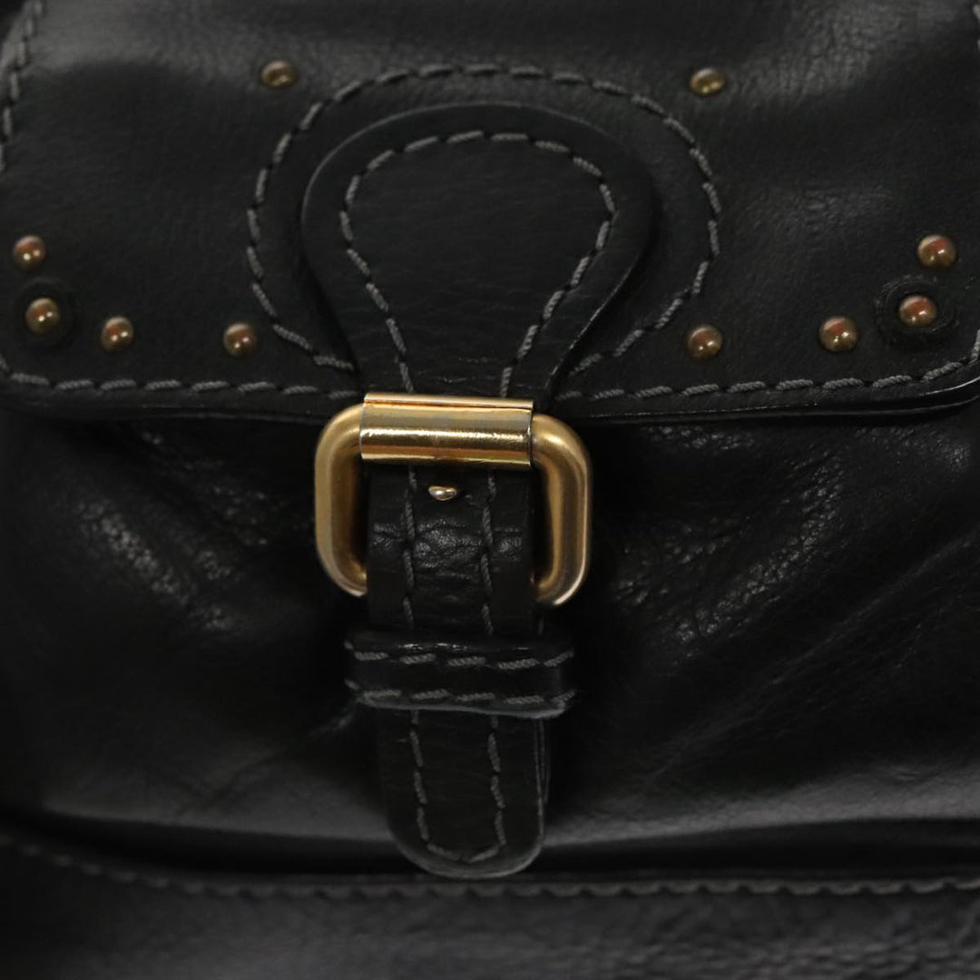 Chloe Paddington Hand Bag Leather Black Gold am7384