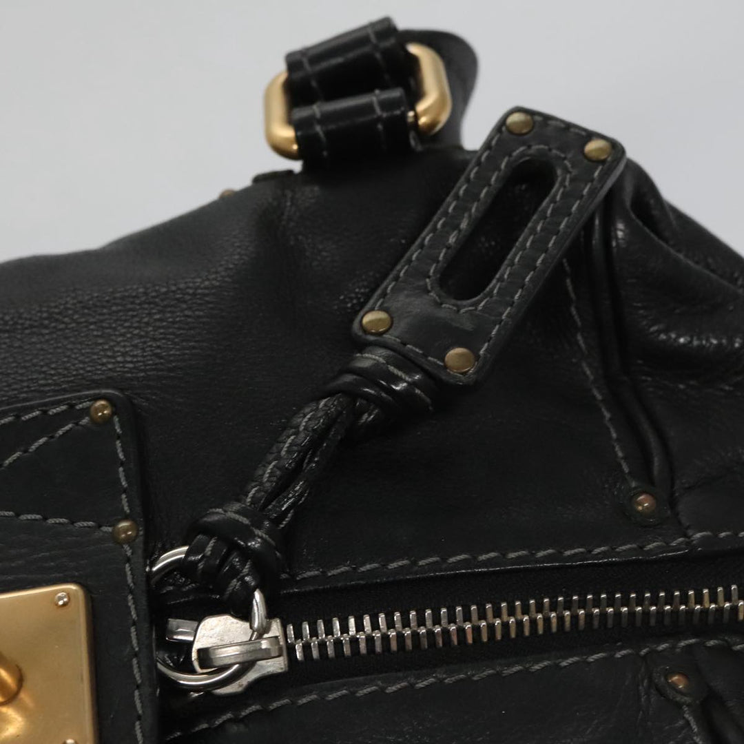 Chloe Paddington Hand Bag Leather Black Gold am7384