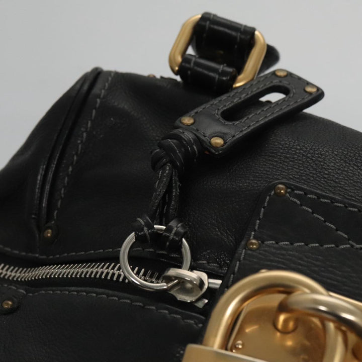 Chloe Paddington Hand Bag Leather Black Gold am7384