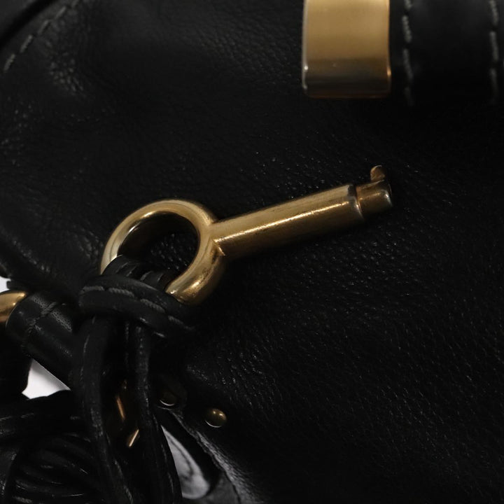 Chloe Paddington Hand Bag Leather Black Gold am7384