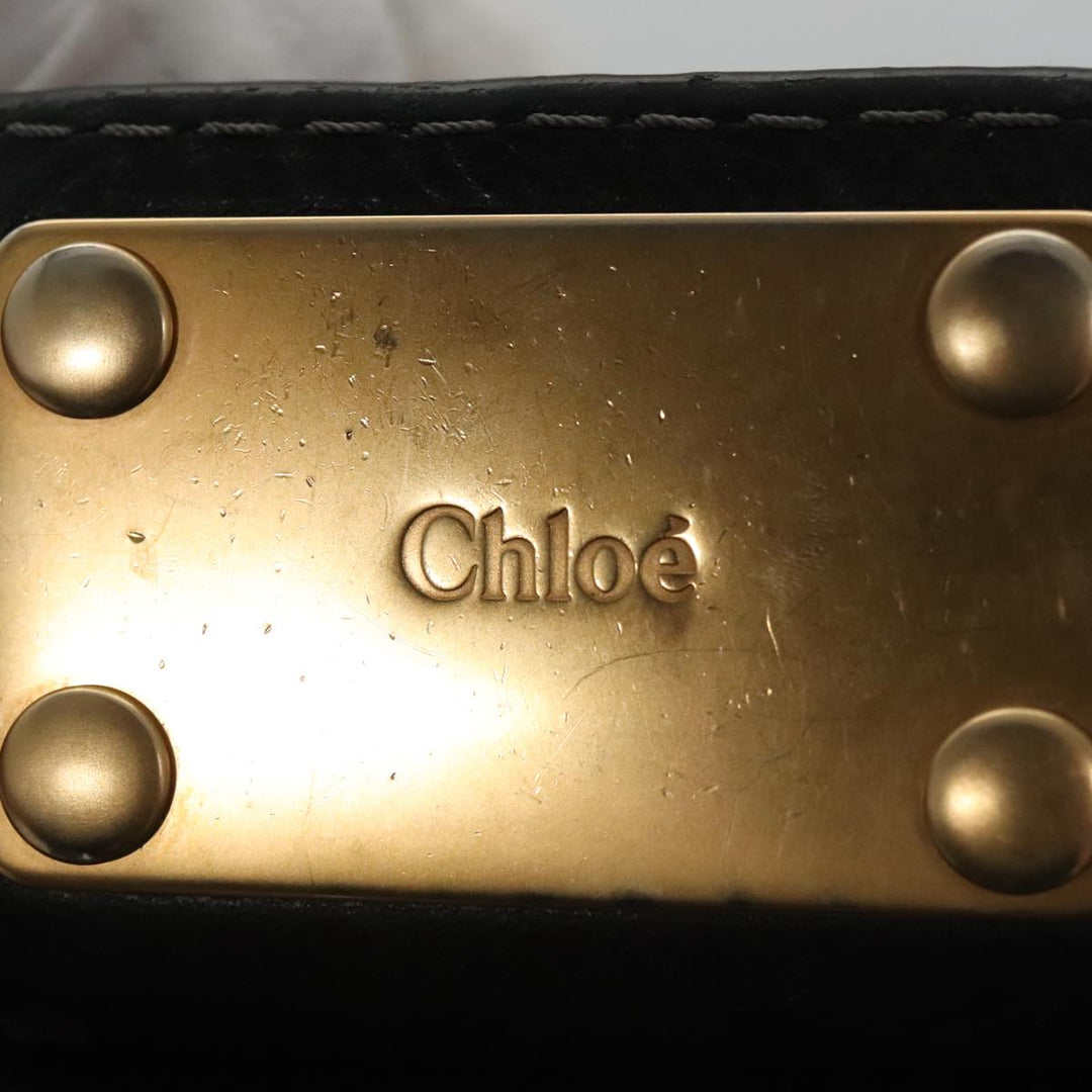 Chloe Paddington Hand Bag Leather Black Gold am7384