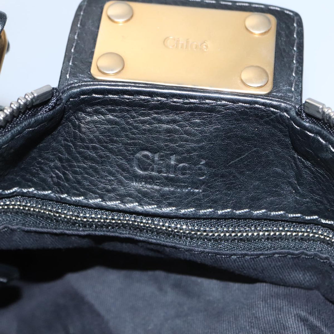Chloe Paddington Hand Bag Leather Black Gold am7384