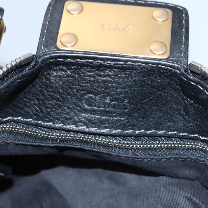 Chloe Paddington Hand Bag Leather Black Gold am7384