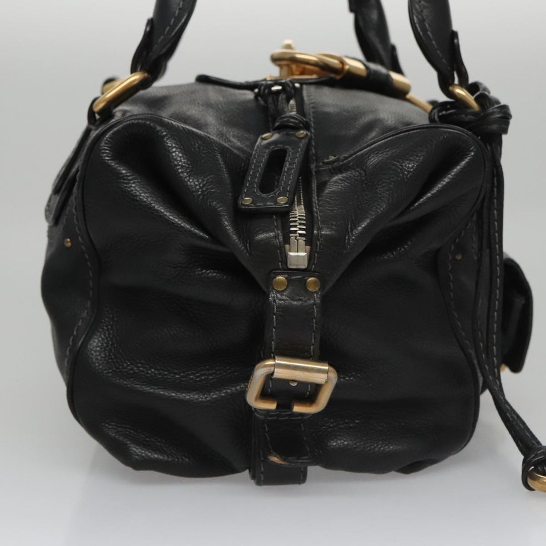 Chloe Paddington Hand Bag Leather Black Gold am7384