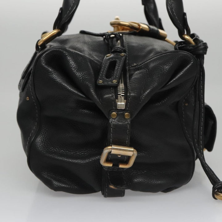 Chloe Paddington Hand Bag Leather Black Gold am7384