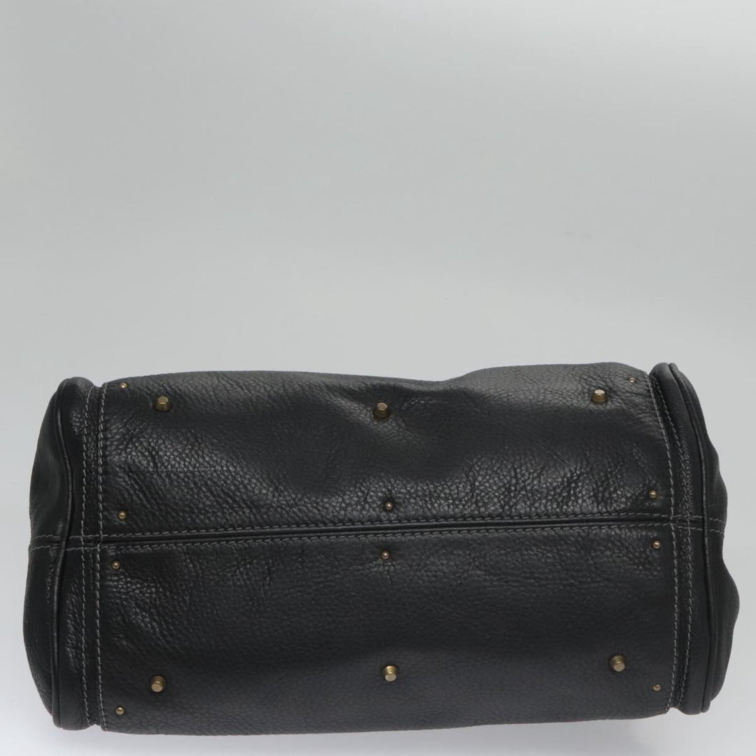 Chloe Paddington Hand Bag Leather Black Gold Silver am7385