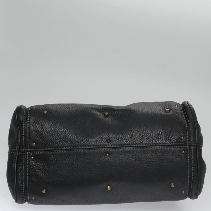 Chloe Paddington Hand Bag Leather Black Gold Silver am7385