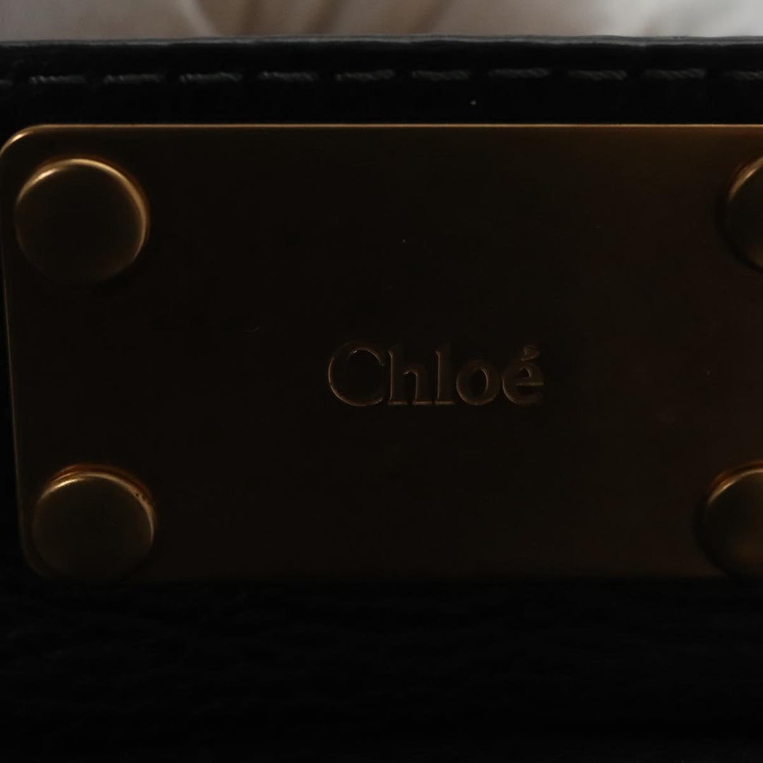 Chloe Paddington Hand Bag Leather Black Gold Silver am7385